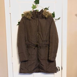 New York & Company Brown Winter Down Jacket
